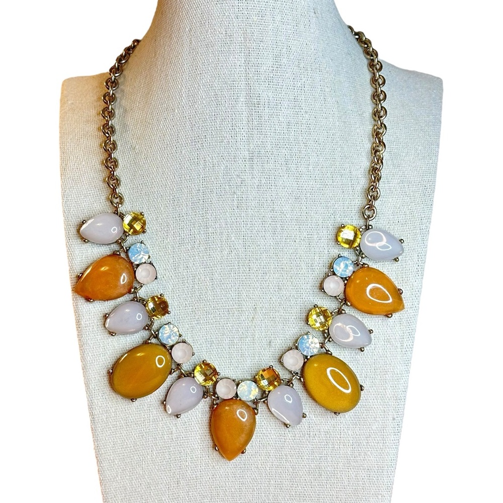 LOFT Multi Color Jeweled Rhinestone Statement Bib Necklace